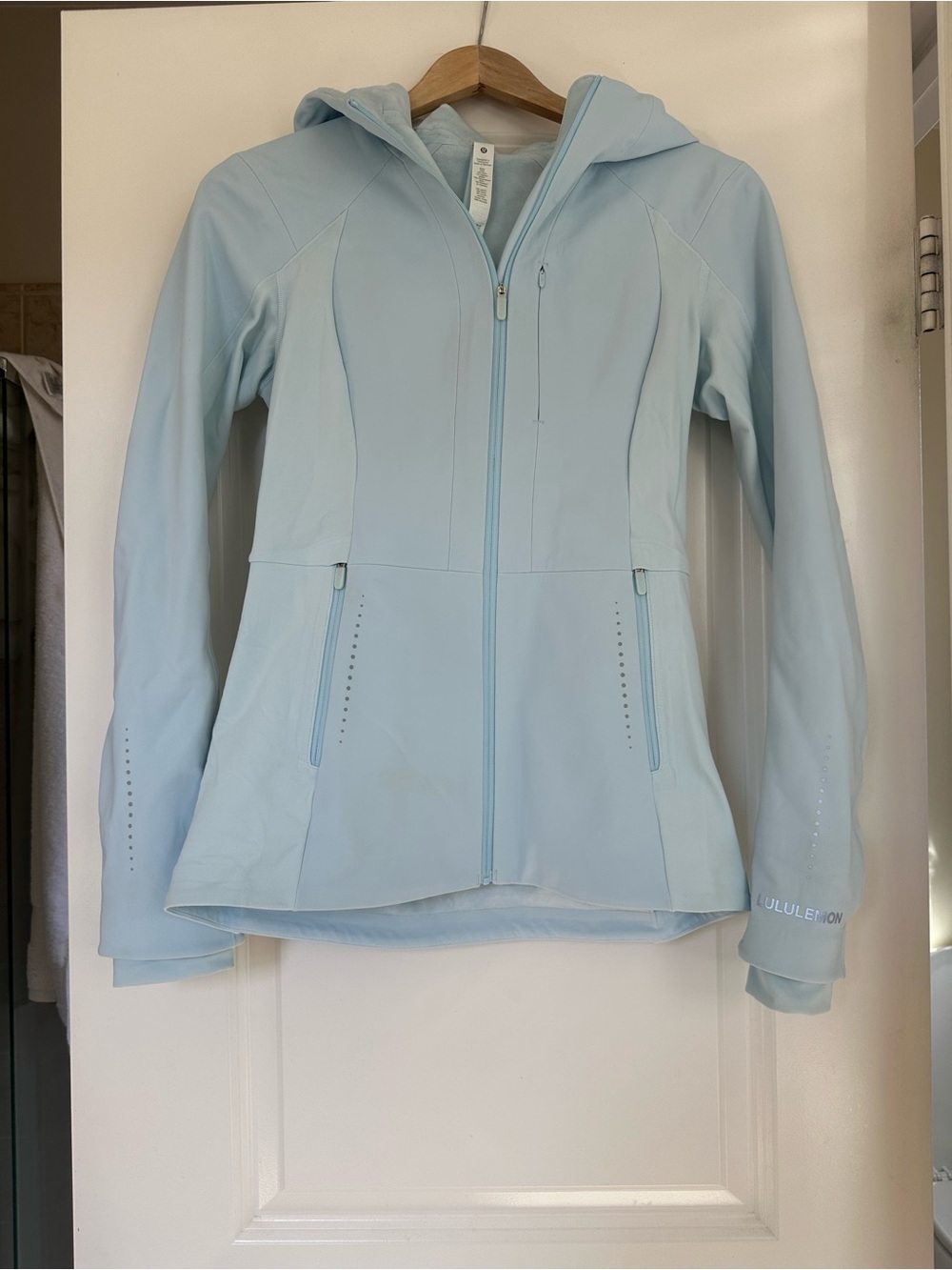 lululemon athletica Light Blue Hooded Zip Jacket